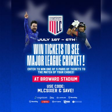 WIN FREE TICKETS TO MAJOR LEAGUE CRICKET 2025 – BROWARD COUNTY STADIUM • JULY 1–6, 2025