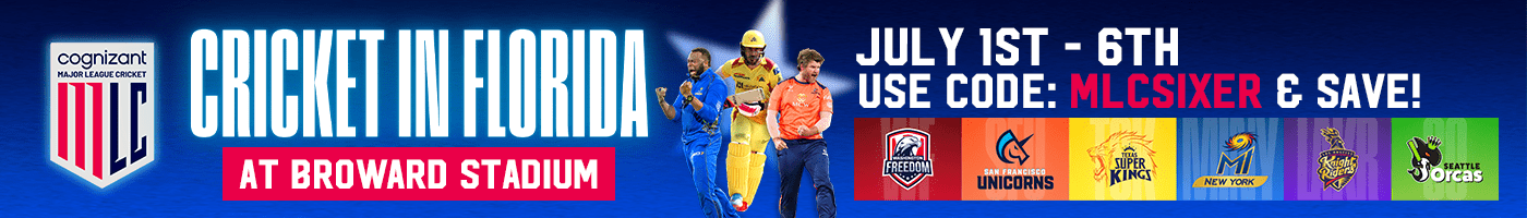 Major League Cricket in Broward County Florida July 1-6