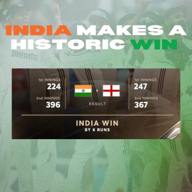 India vs England: India Wins Final Test by 6 Runs to Draw Series 2-2
