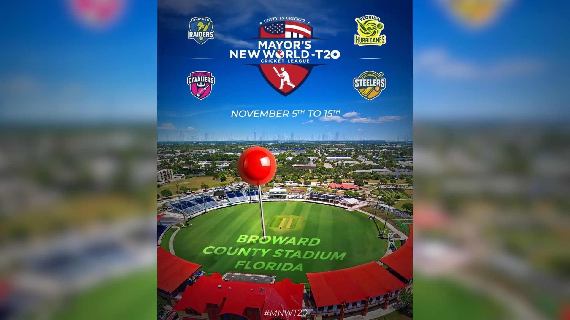 Florida to Host Mayor’s New World T20 Cricket League This November