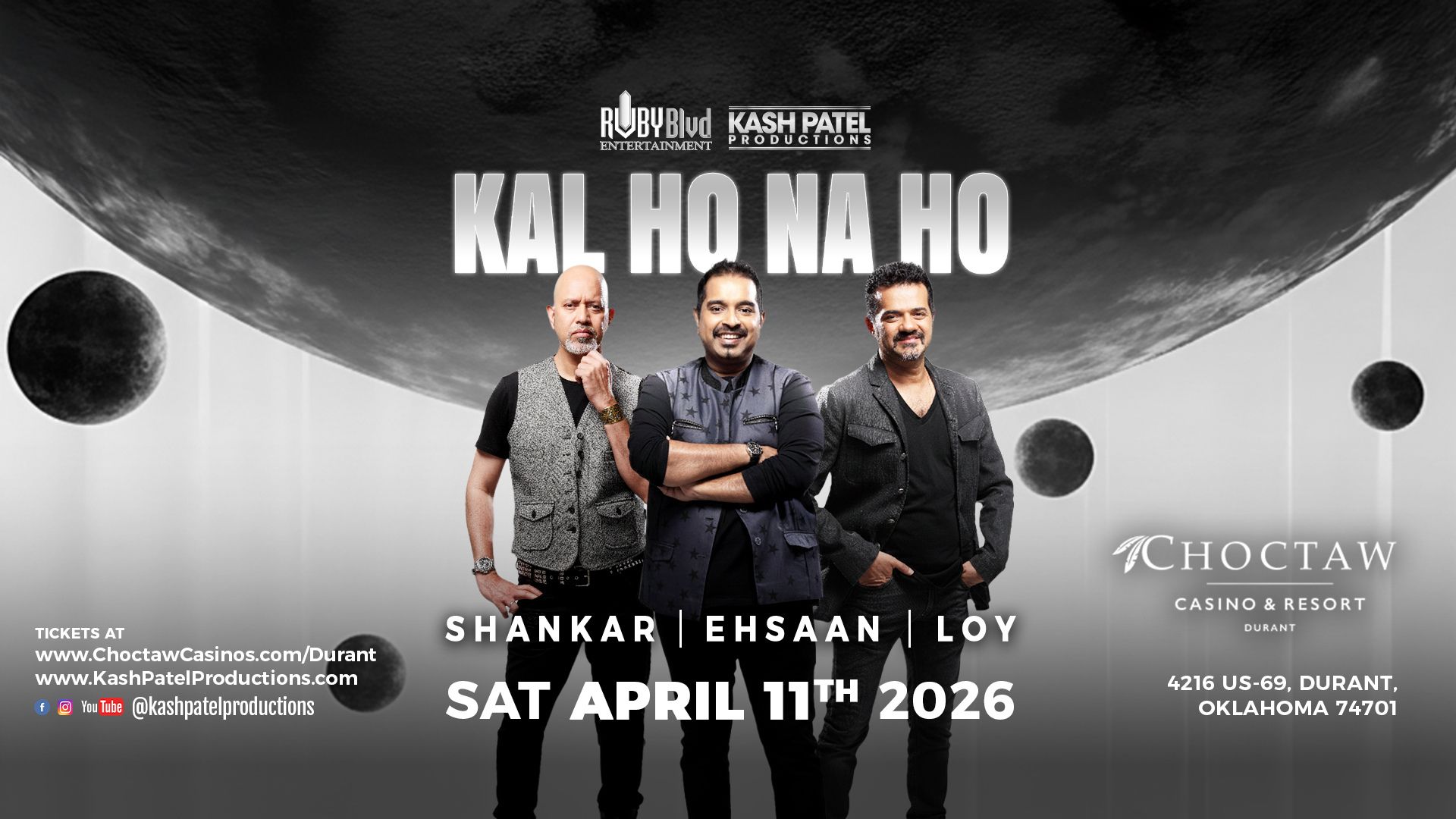 Shankar–Ehsaan–Loy “Kal Ho Na Ho” Tour 2026 at Choctaw Casino & Resort-Durant