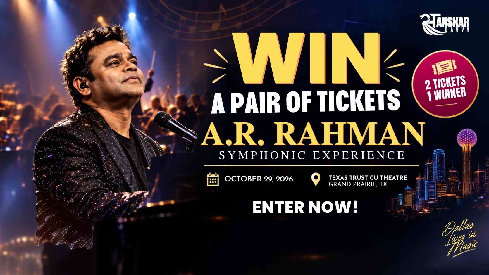 Win Tickets to A.R. Rahman’s Symphonic Experience in Dallas